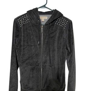 Michael Kors Gray Hoodie size medium full zip stone embossed